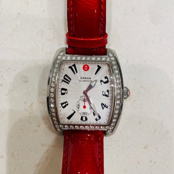 Michele- Urban Glamour Watch with pave diamonds